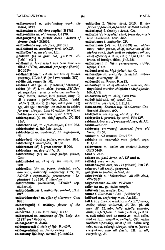 Concise Anglo Saxon Dictionary - Alda