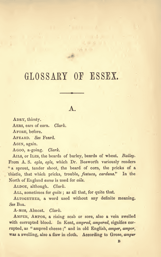 A GLOSSARY OF THE ESSEX DIALECT - Aldoe A GLOSSARY OF THE ESSEX DIALECT - Aldoe