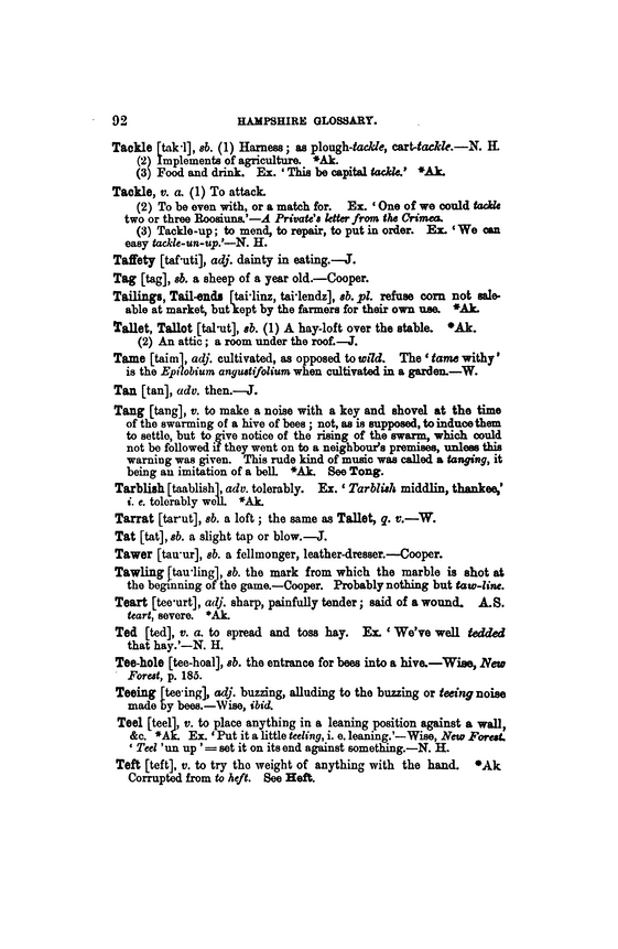 Glossary of Berkshire Words and Phrases - tame